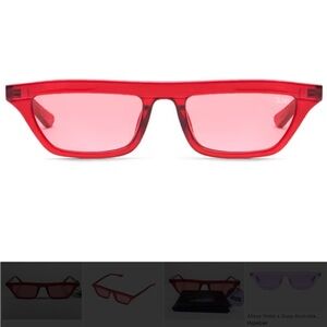 Quay Red Rectangular Men's Sunglasses - Fashion Lens